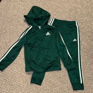 Adidas Dark Green Tracksuit with White Accents